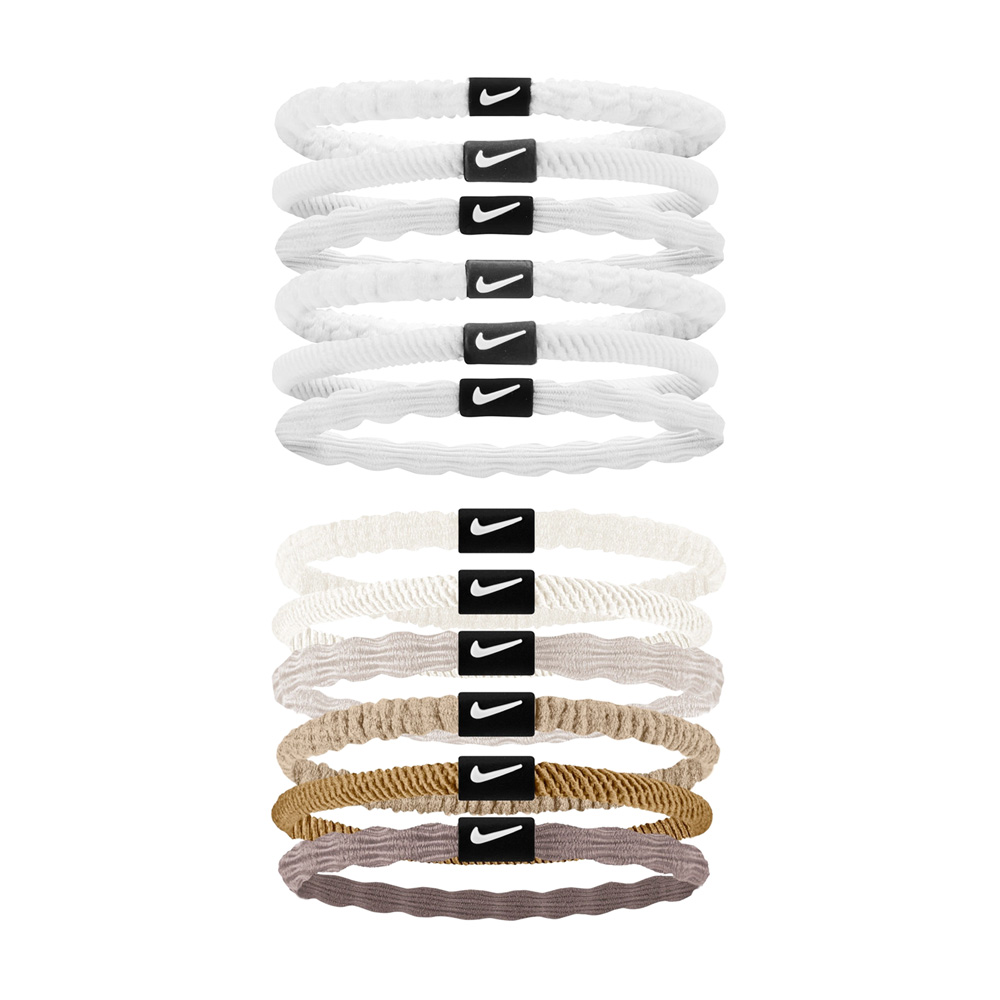 NIKE FLEX 髮圈 6PK 六入裝 運動髮飾 簡約 時尚 多色 伸縮力強 彈性 耐用 舒適 低異物感 N1009194189OS白、N1009194202OS米咖, , large