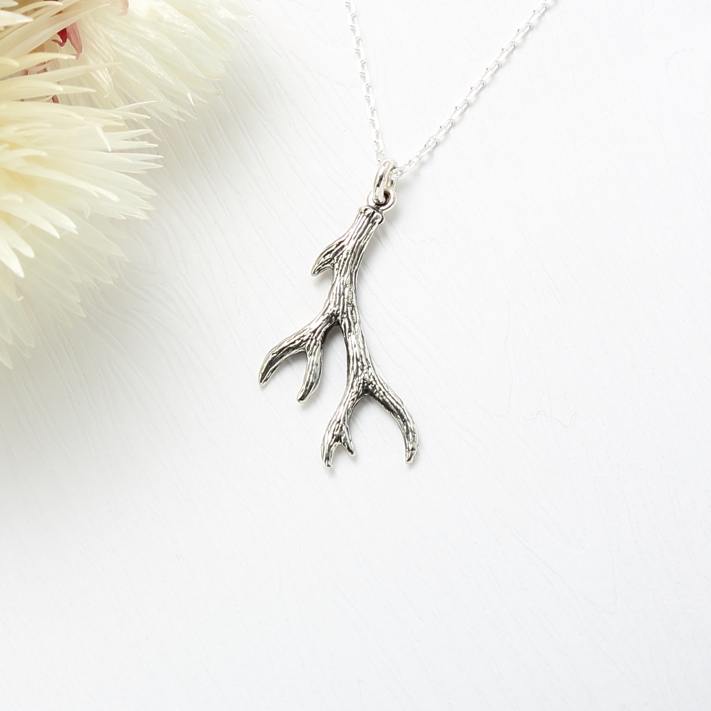 【Angel & Me】Deer Antler (Medium) s925 sterling silver necklace Birthday gift, , large