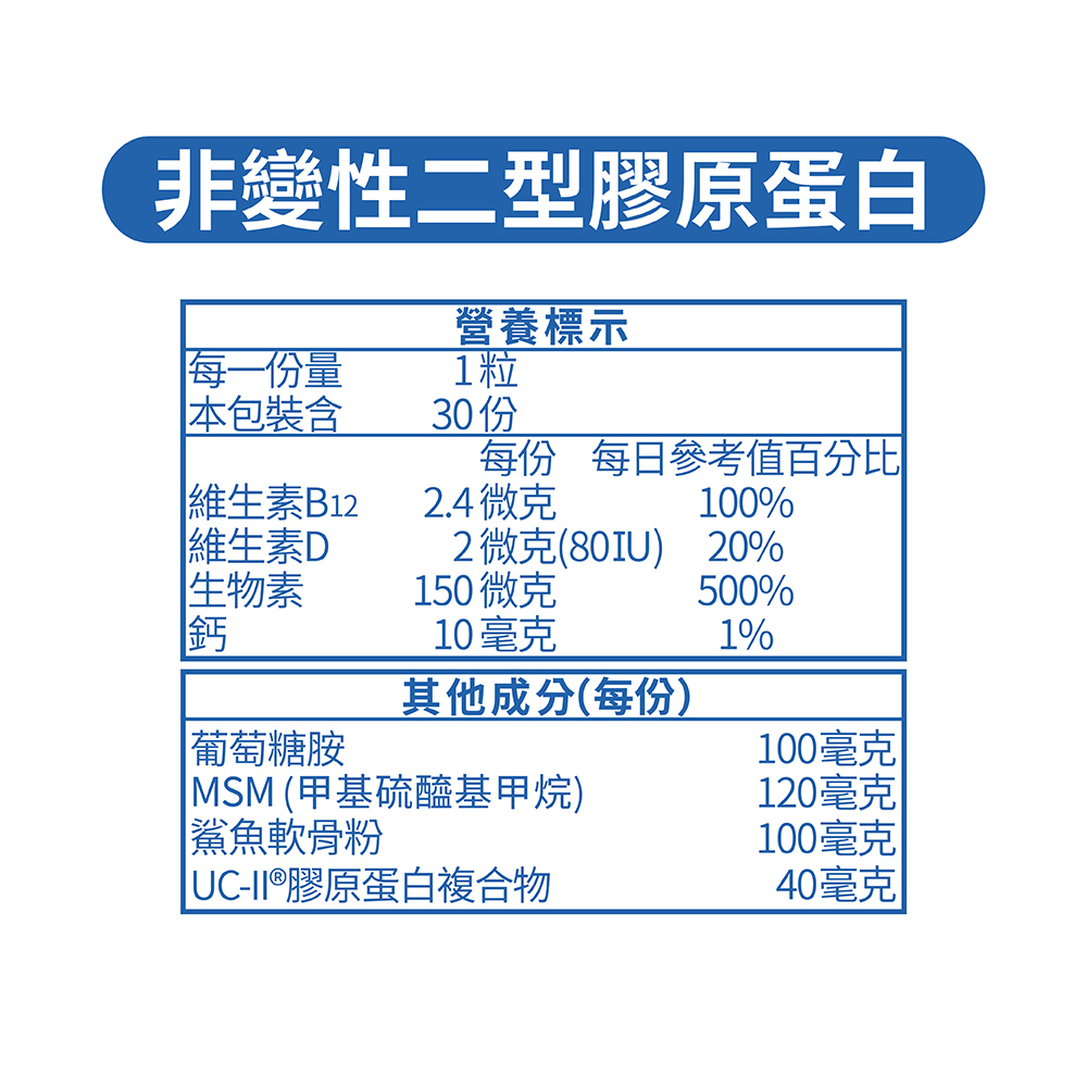 【五洲生醫】非變性二型膠原蛋白膠囊(30粒/盒), , large