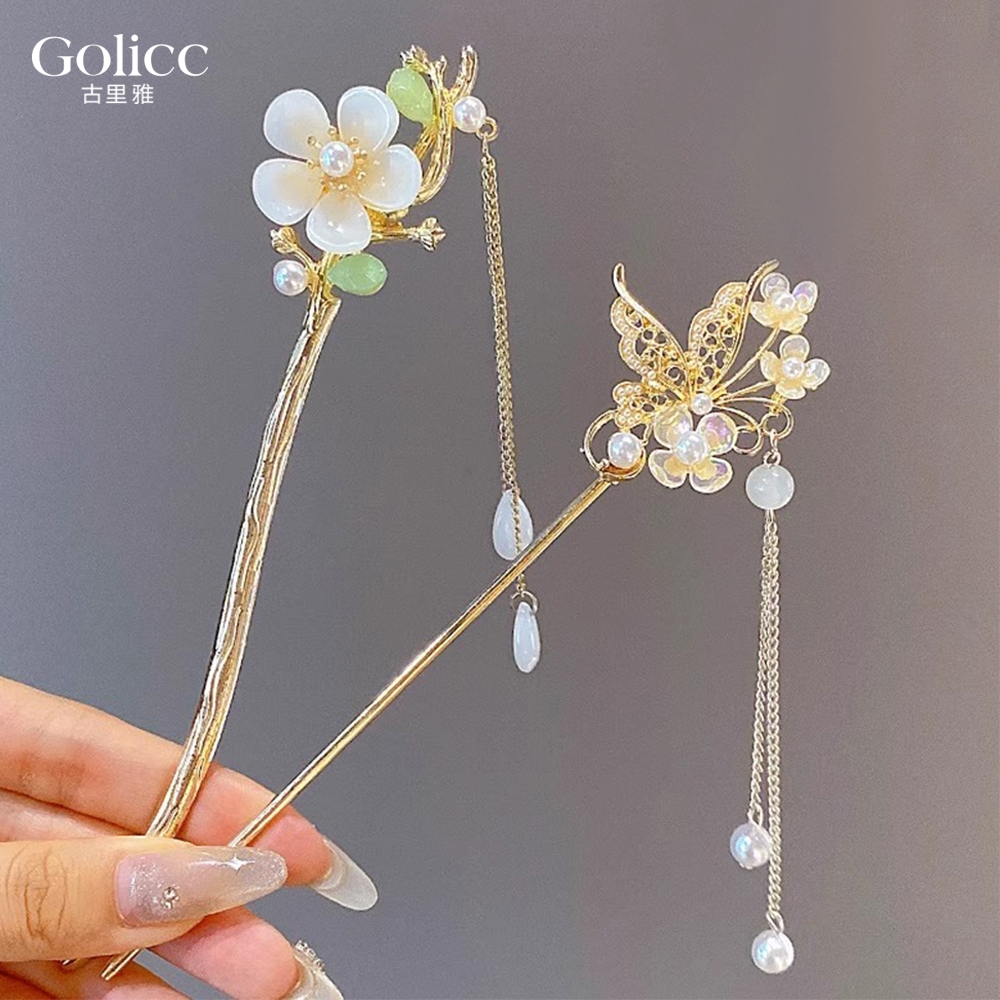 【Gulicc】古莉可 髮簪 優雅搖步流蘇頭飾 氣質髮簪, , large