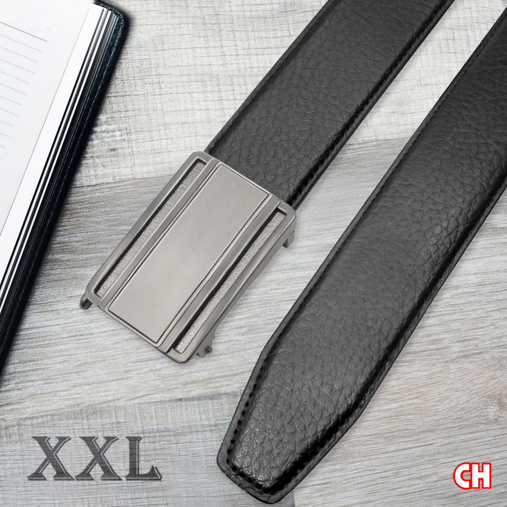 【CH-BELT 銓丞皮帶】免打孔 男加長皮帶 內穿式自動扣 男皮帶腰帶(黑XXL), , large