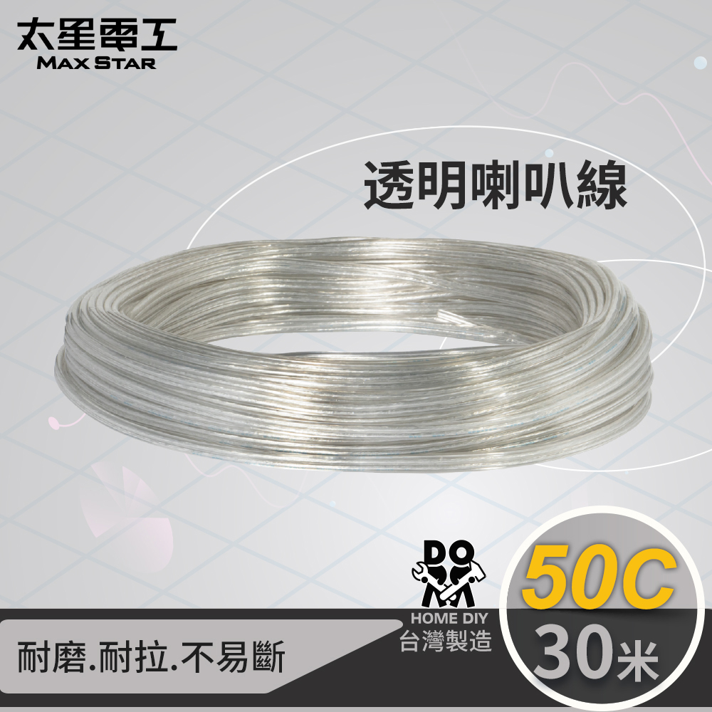 50-Core Transparent Speaker Wire (0.10mm&sup2; &times; 50 Conductors), 30 Meters, , large