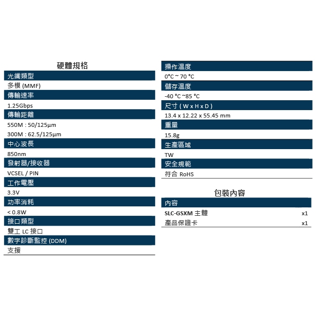 昌運監視器 CERIO 智鼎 SLC-GSXM 多模光纖模組 DDM550M 插拔式 SFP 模組支援熱插拔設計, , large