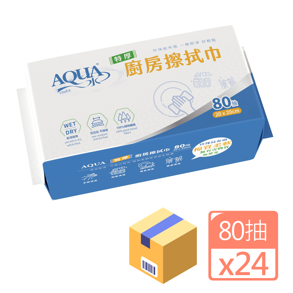 【心安購物】特厚抽取式廚房紙巾80抽x24包, , large