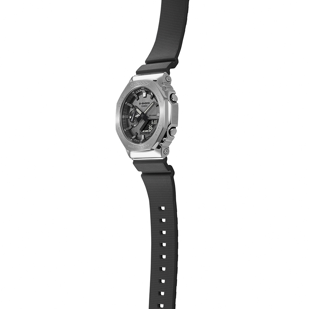 CASIO 卡西歐 G-SHOCK 八角 金屬錶殼 雙顯手錶-百搭銀灰 GM-2100-1A, , large