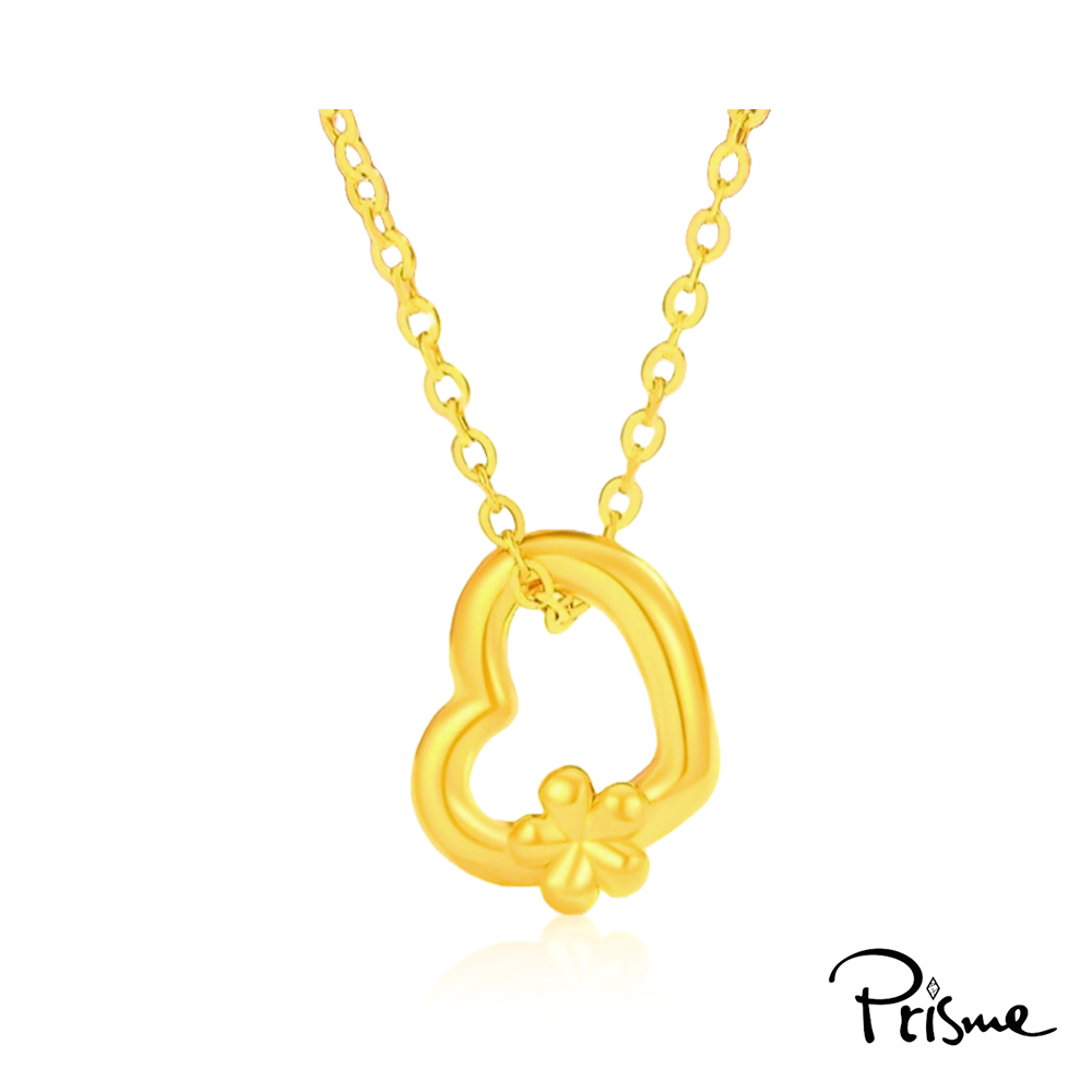 【Prisme Gold】黃金項鍊 愛心小花 鍊墜項鍊 (金重：約0.05錢&plusmn;0.02), , large