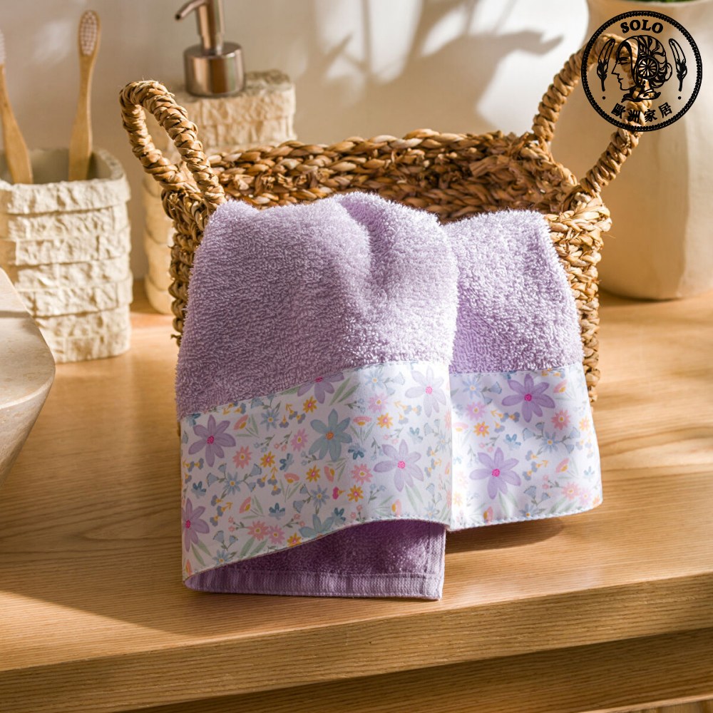 【SOLO歐洲家居】LCW Home 土耳其製 50x80cm 柔紫花語印花純棉毛巾 100%純棉 超吸水, , large