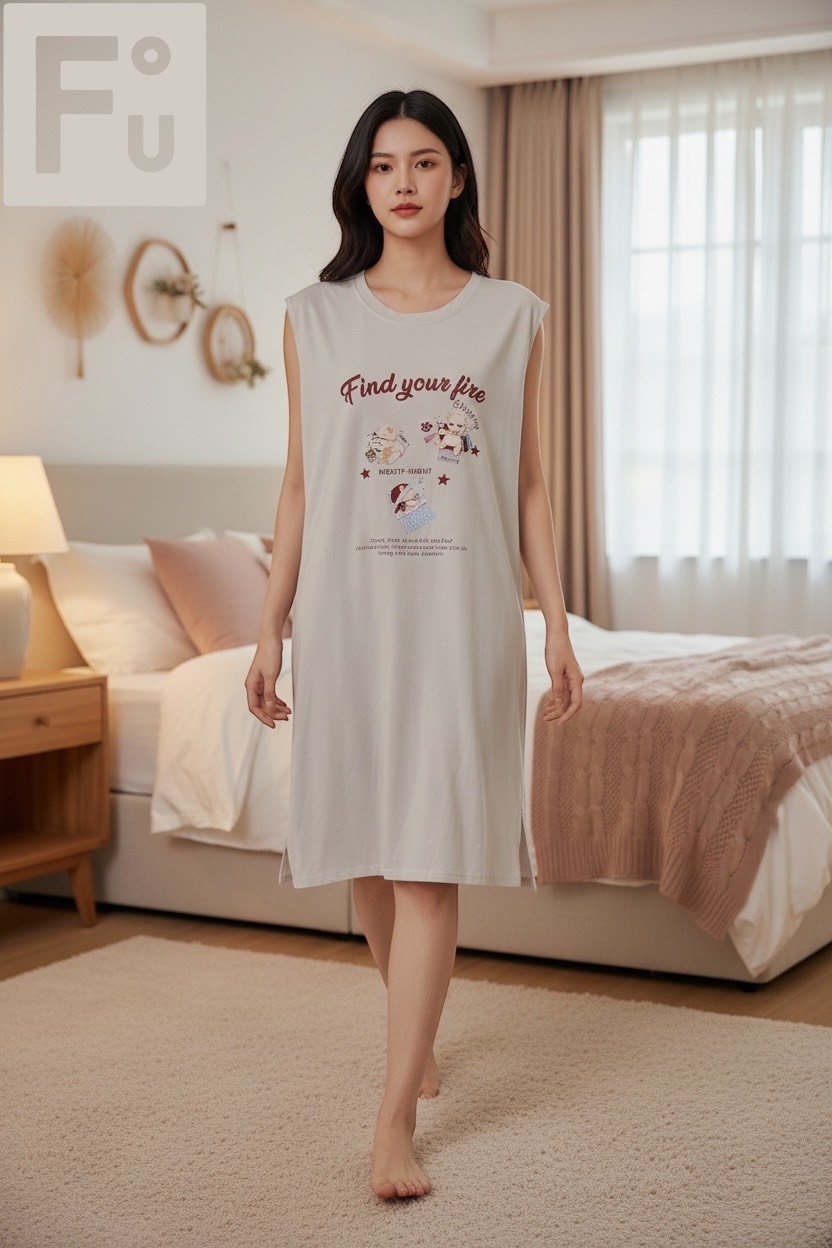 【FU】女夏日舒適居家連身裙, , large
