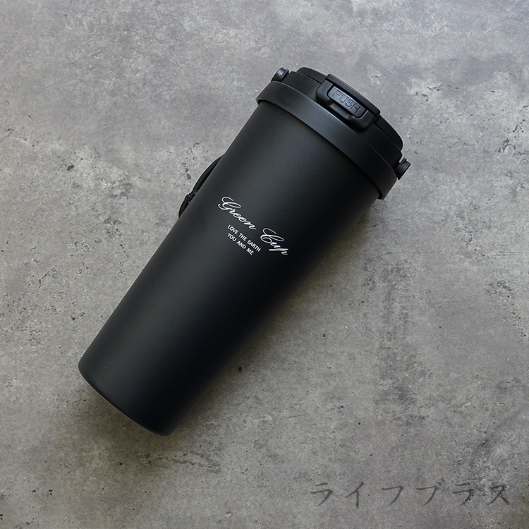 GREEN CUP 芊杯304不鏽鋼陶瓷手提直吸飲兩用保溫杯-霧面黑-850ml, , large