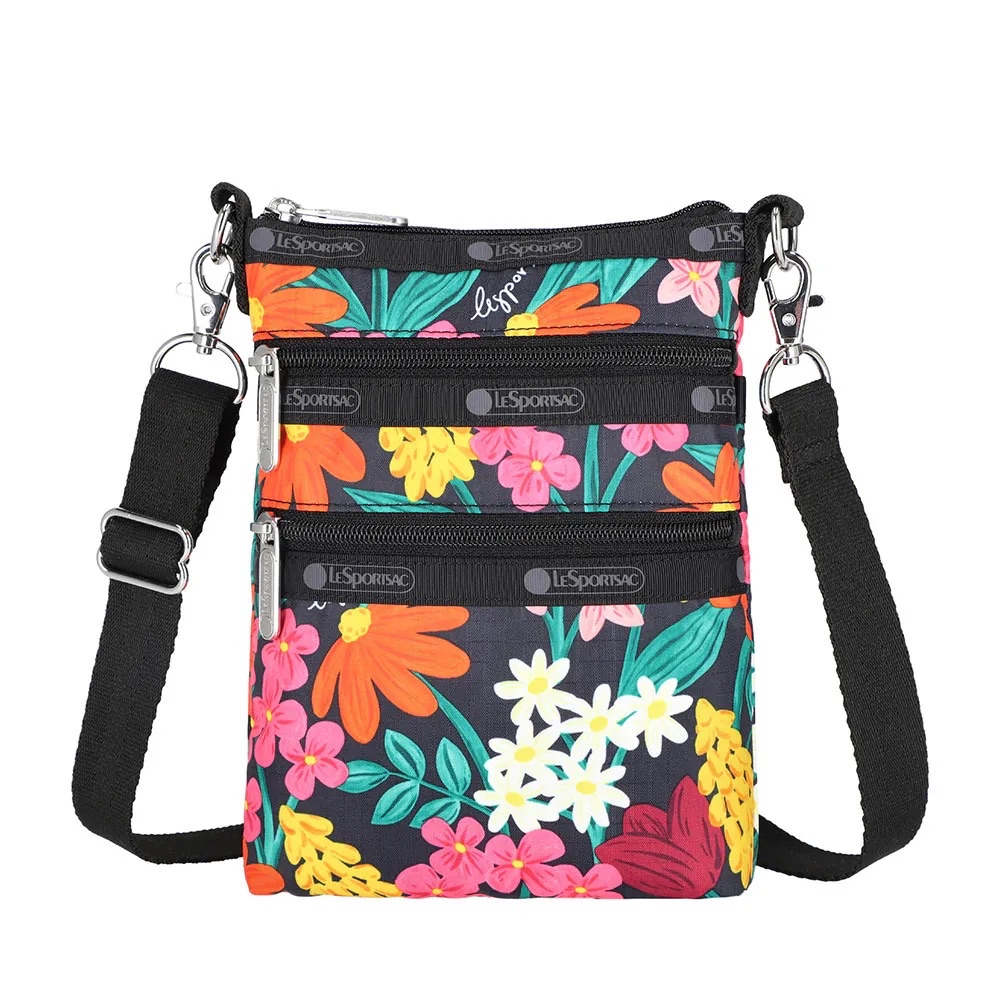 LeSportsac 3 ZIP CROSSBODY 三層拉鍊斜背包 - 繽紛花園, , large