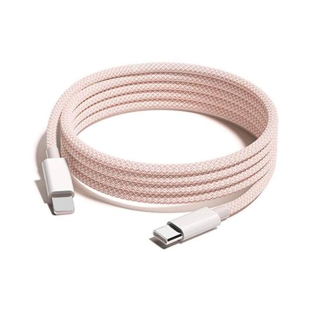 2入組 蘋果60W疾速快充 Type-C to Type-C蜜粉編織充電線2M, , large