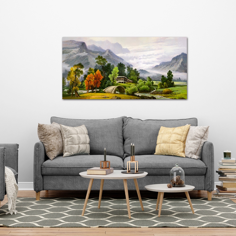 【御畫房】春山如笑 國家一級畫師手繪油畫60&times;120cm(VF-114), , large