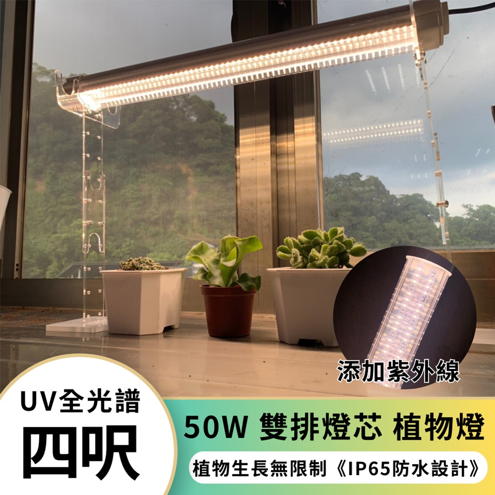 【君沛】UV紫外線 4呎 50W 防水植物燈 全光譜 三防燈 LED生長燈 多肉顯色 龍舌蘭 控養防徒長 大型植物架補光, , large