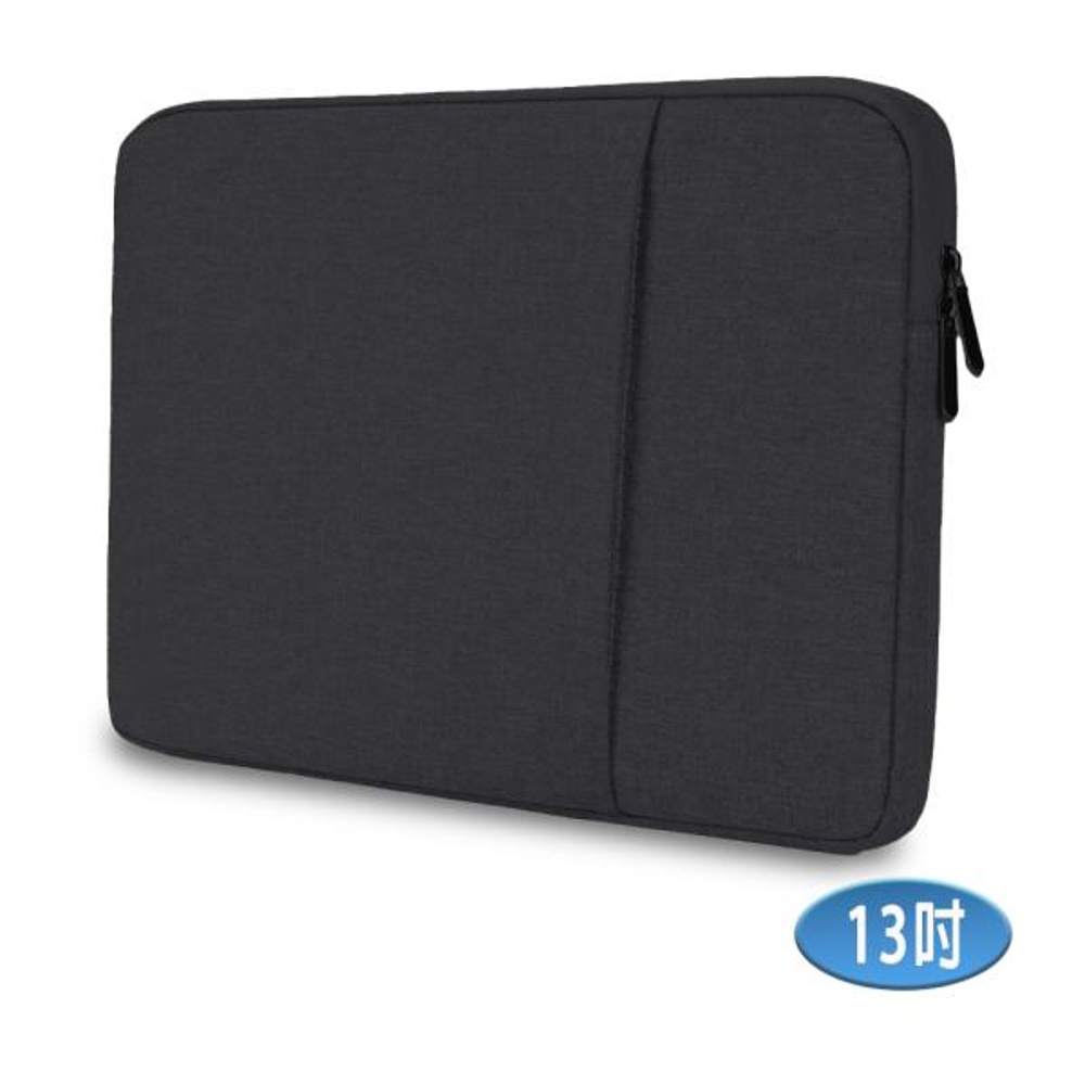 13-inch LB13K Urban Minimalist Series iPad/Mac/Tablet/Laptop Front Zipper Pocket Protective Sleeve (Classic Black), 黑, large