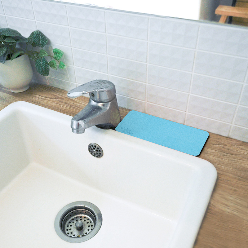【Monster】 Soft Diatomaceous Earth Washbasin Absorbent Mat (19x10cm) &ndash; Sky Blue, , large
