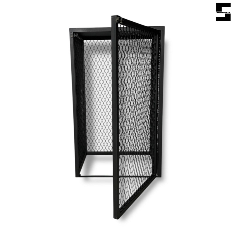 【 SHAONIANNA.TW 】🔥菱格網瓦斯桶保護架 60x45x100cm 附門鎖 瓦斯桶收納箱 鐵籠防護架 消光黑烤漆 餐廳住家 工業風戶外儲存櫃, , large