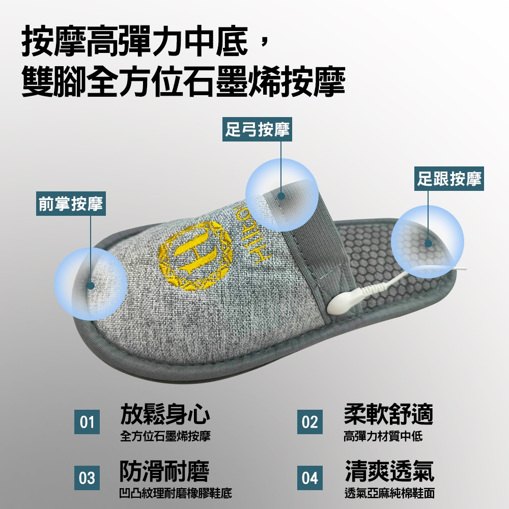 【Hilton 希爾頓】石墨烯按摩拖鞋 腳底按摩 健康按摩 按摩鞋 7/1-7/31 滿千送【AOC】超聲波智能電動牙刷1個, , large