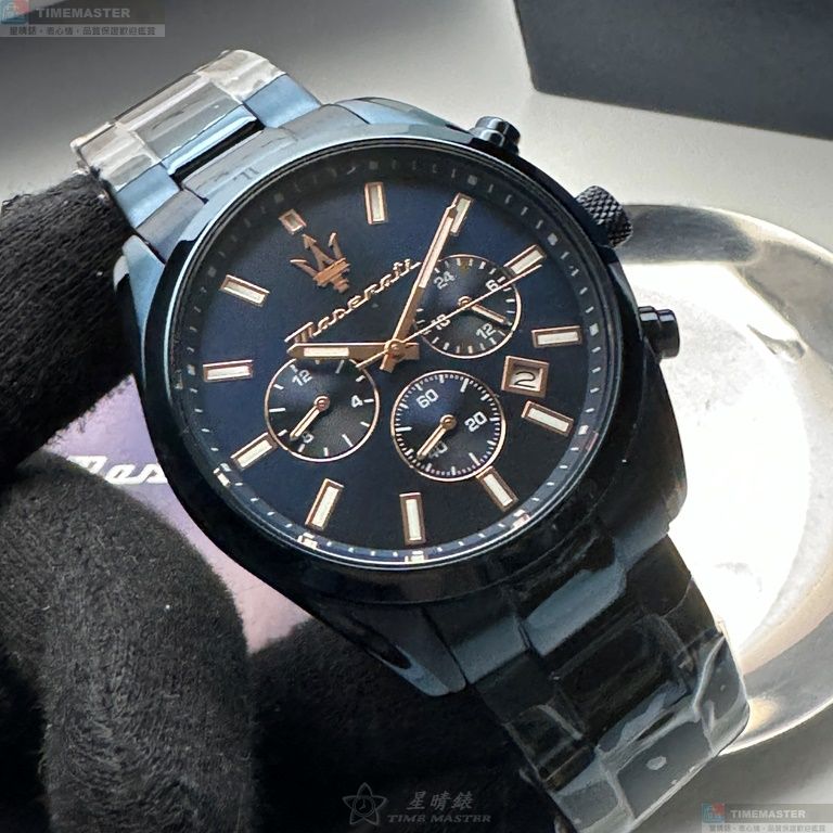 [星晴錶業]MASERATI手錶,42mm,R8873626003寶藍色錶面寶藍錶殼寶藍精鋼錶帶款, , large