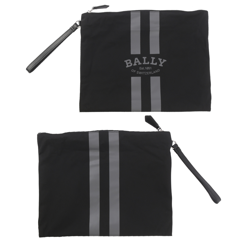BALLY On The Go Round 條紋尼龍後背包/贈收納袋/黑色, , large