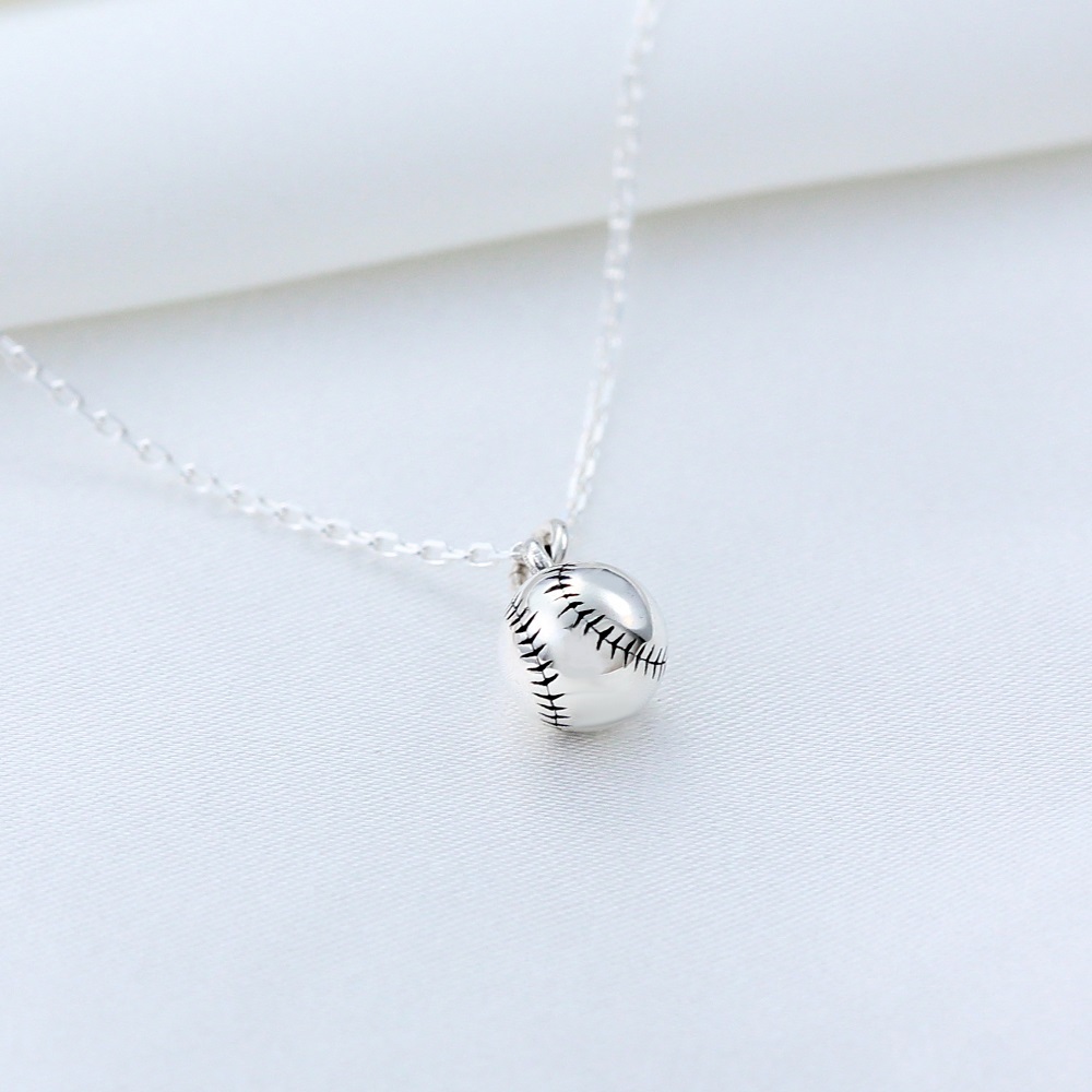 【Angel & Me】Baseball sport s925 sterling silver necklace Birthday gift, , large