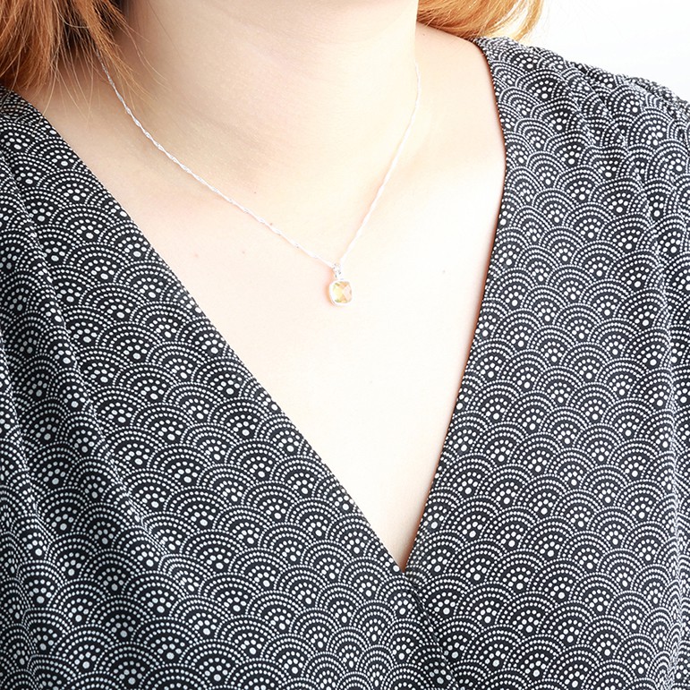 【Angel & Me】Lemon yellow crystal s925 sterling silver necklace birthday gift, , large