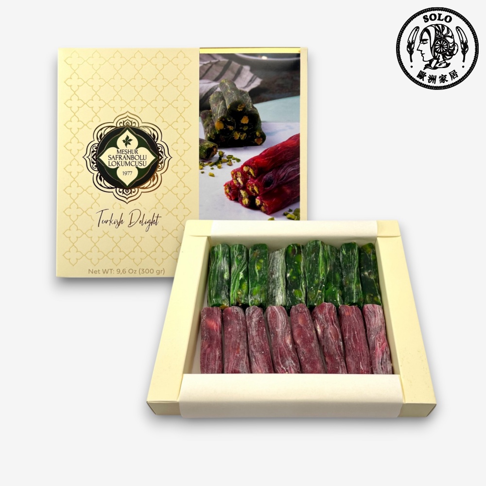 [SOLO Vintage] Apple, Pomegranate & Pistachio Turkish Delight Finger Rolls Box 300g Natural Ingredients Made in Turkey, , large