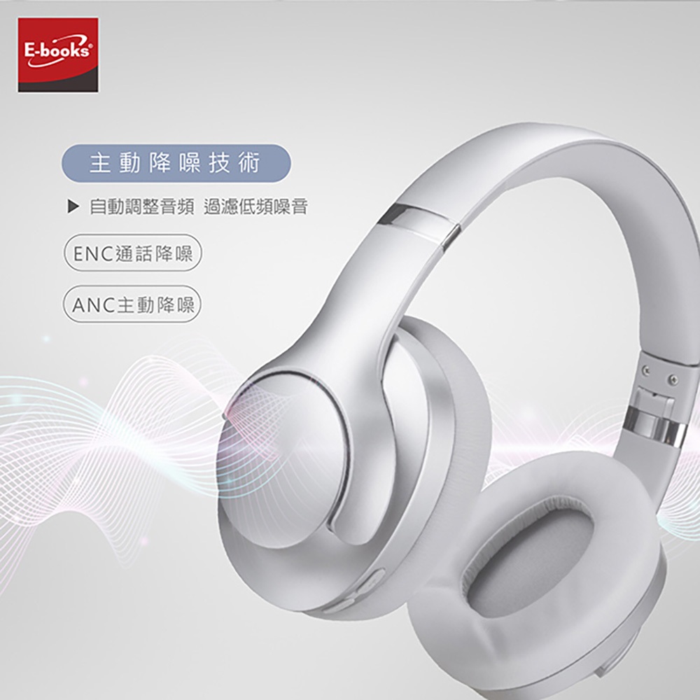 E-books SS64 Bluetooth Headset Microphone ANC Noise Cancellation Fast Charging Foldable Support iOS/Android, , large