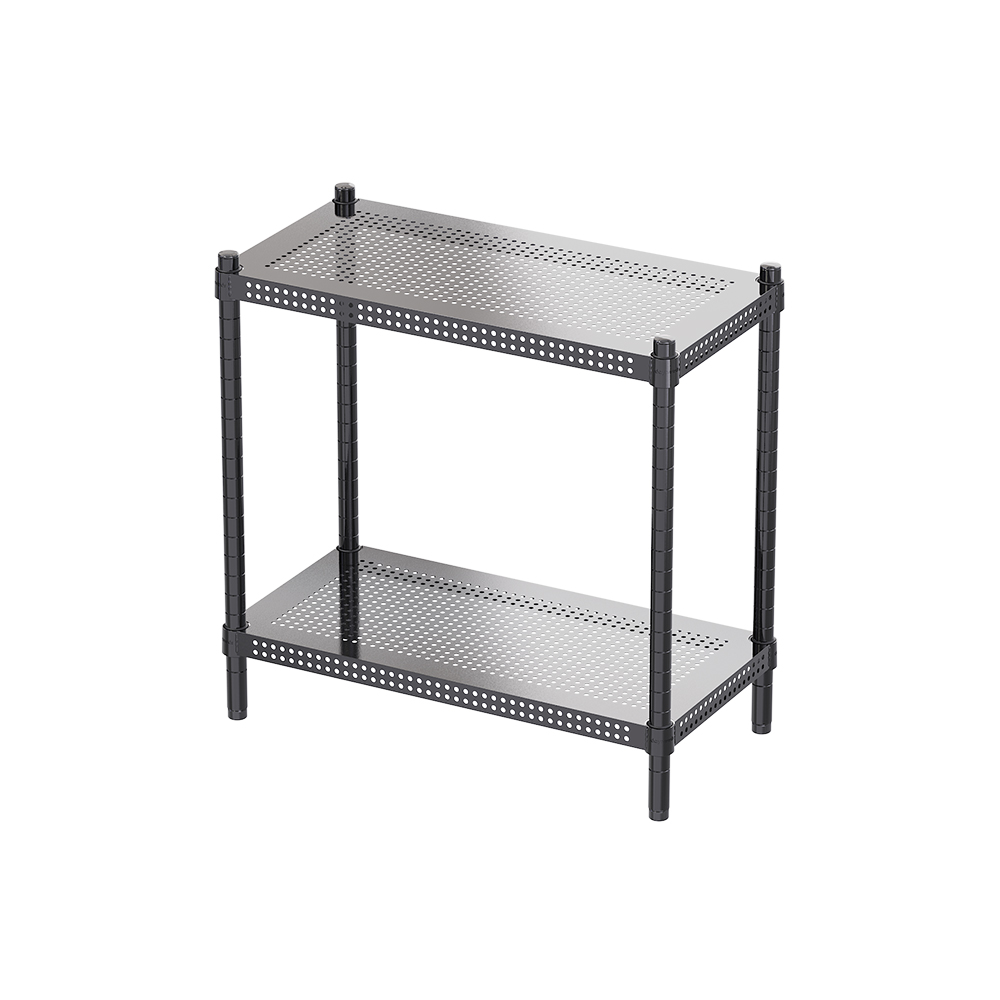 [Y HOUSE] 60x30x60cm Extreme Aesthetic Perforated Two-Tier Storage Rack - Black, , large
