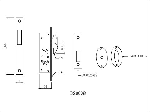Hook lock for aluminum door, , large