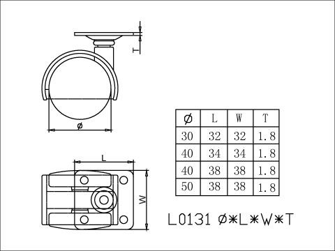 TWIN WHEL CASTER, PLATE MOUNT, , large