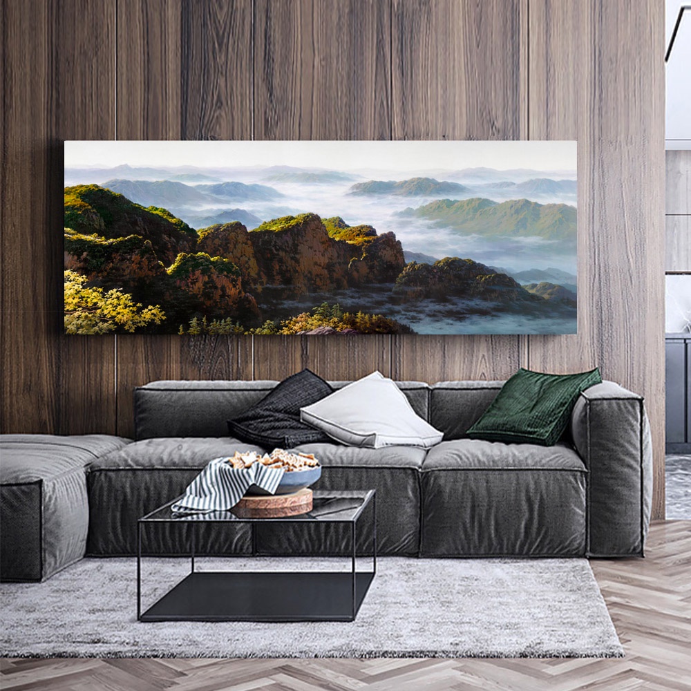 【御畫房】黃山雲海 國家一級畫師手繪油畫60&times;120cm(VF-53), , large