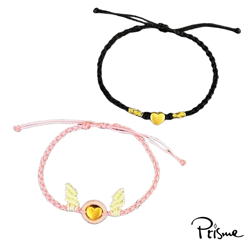 【Prisme Gold】黃金手鍊 愛心 編繩手鍊 情侶對組 (金重：約0.04錢&plusmn;0.02), , large