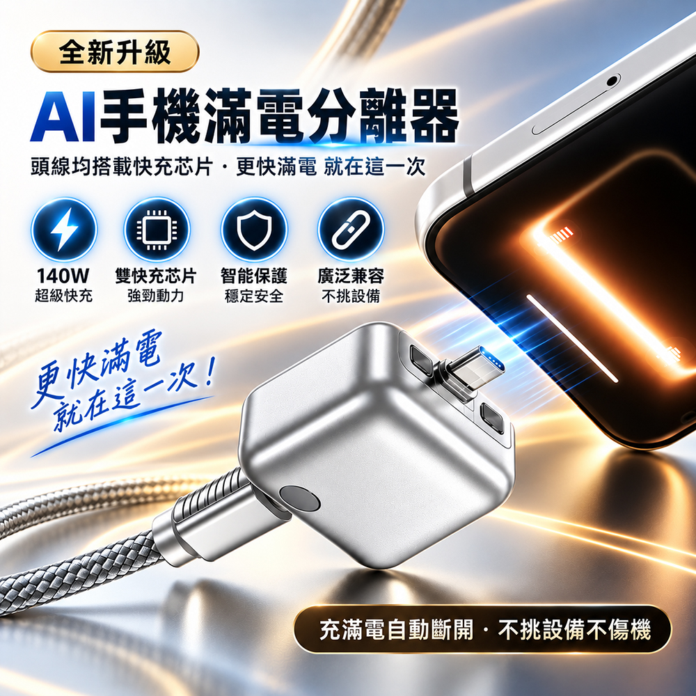 【免運 + 贈品】AI 智慧滿電自動分離器, , large