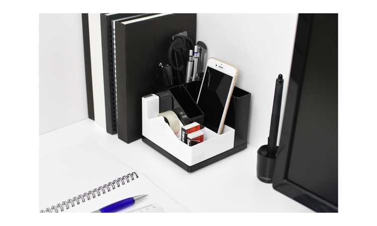 【O-Life】 Rotating Tape Stand Storage Box - Black and Red, , large