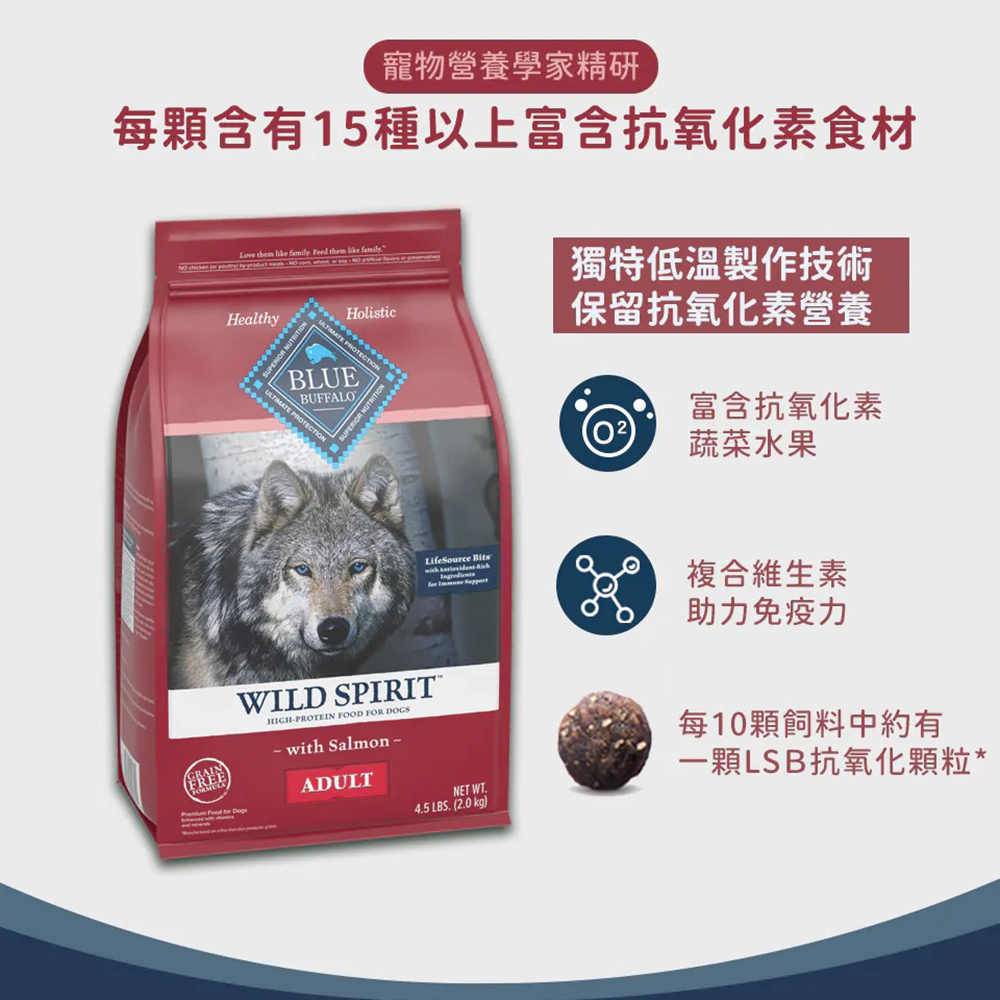 【Blue Buffalo藍摯】原野精靈 鮭魚無穀配方13磅 成犬飼料 狗乾糧(狗糧/狗飼料/犬糧), , large