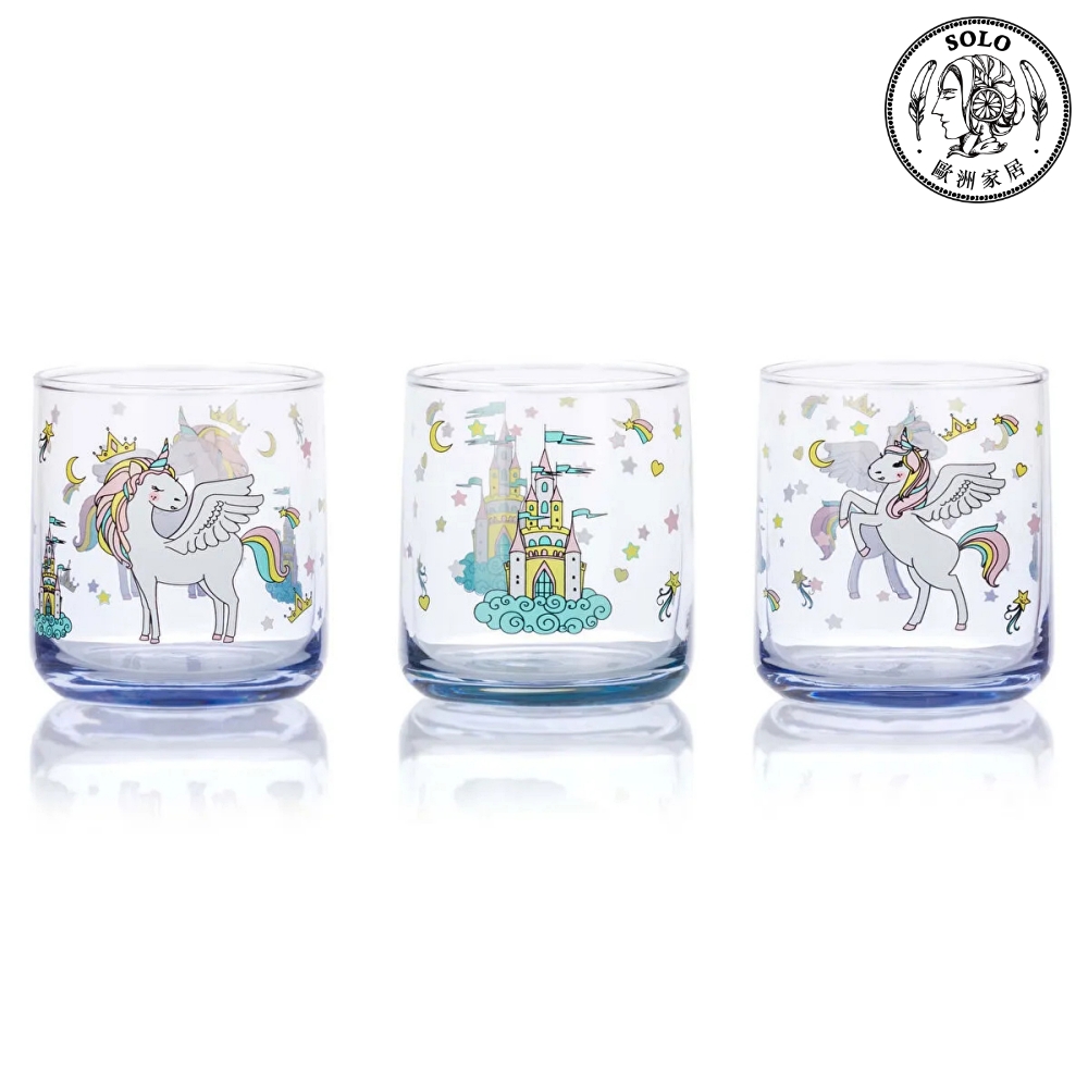 【SOLO Vintage】LCW Home 260ml Cute Unicorn Glass Cup Set of 3 Water Cup Juice Cup Made in Turkey, , large