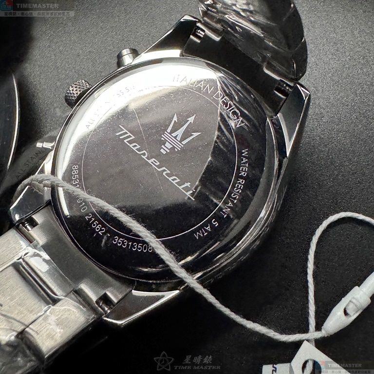 [星晴錶業]MASERATI手錶,42mm,R8853151010黑色錶面銀錶殼銀色精鋼錶帶款, , large