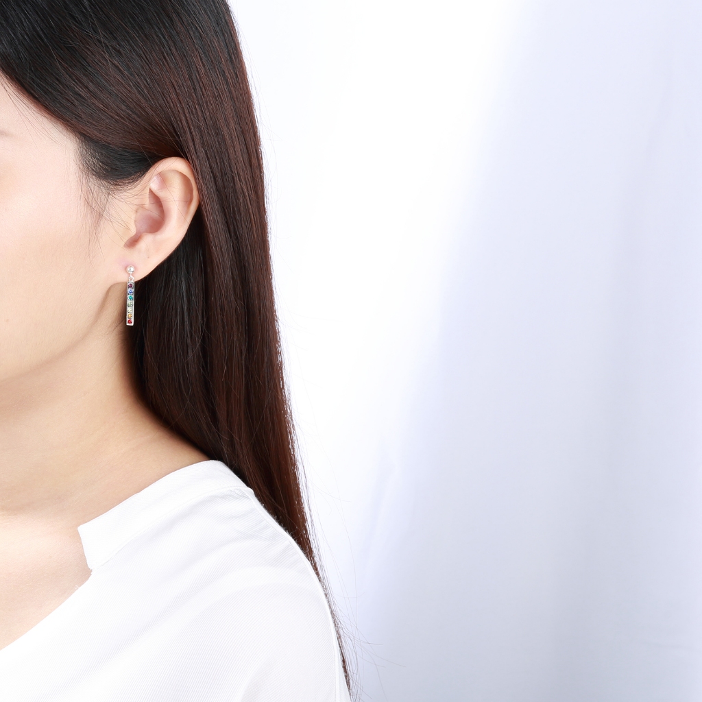【Angel & Me】彩虹 能量 七脈輪 s925 純銀 彩鑽 耳環 耳夾 禮物, , large