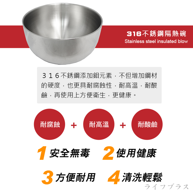 王樣316不鏽鋼隔熱碗-14cm-6入, , large