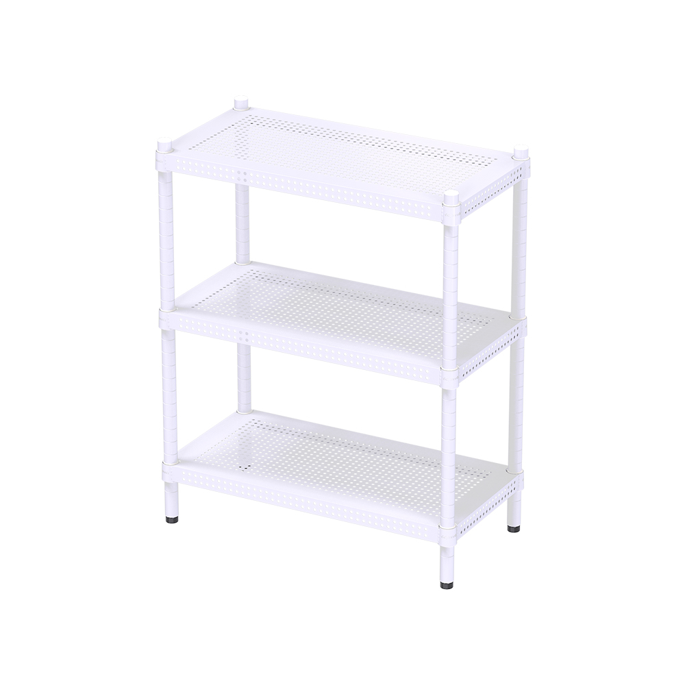 [Y HOUSE] 60x30x75cm Extreme Aesthetic Perforated Three-Tier Storage Rack - Lacquered White, , large