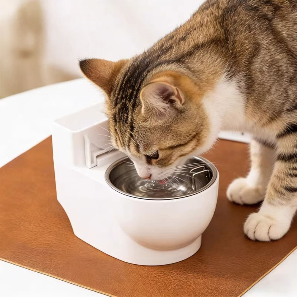 貓咪水盆 馬桶造型 壁掛 水碗 寵物碗 水盆 150ml 飼料碗 寵物餵水器 不鏽鋼內膽 趣味水碗 多貓家庭推薦 飲水器, , large