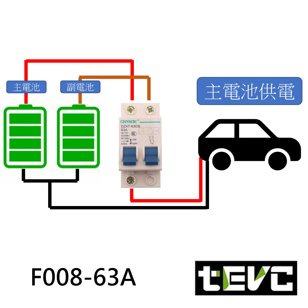 《tevc》F008 電瓶開關 雙切 雙電池切換開關 無熔絲開關 63A 兩進一出 副電池 露營車 斷電, , large
