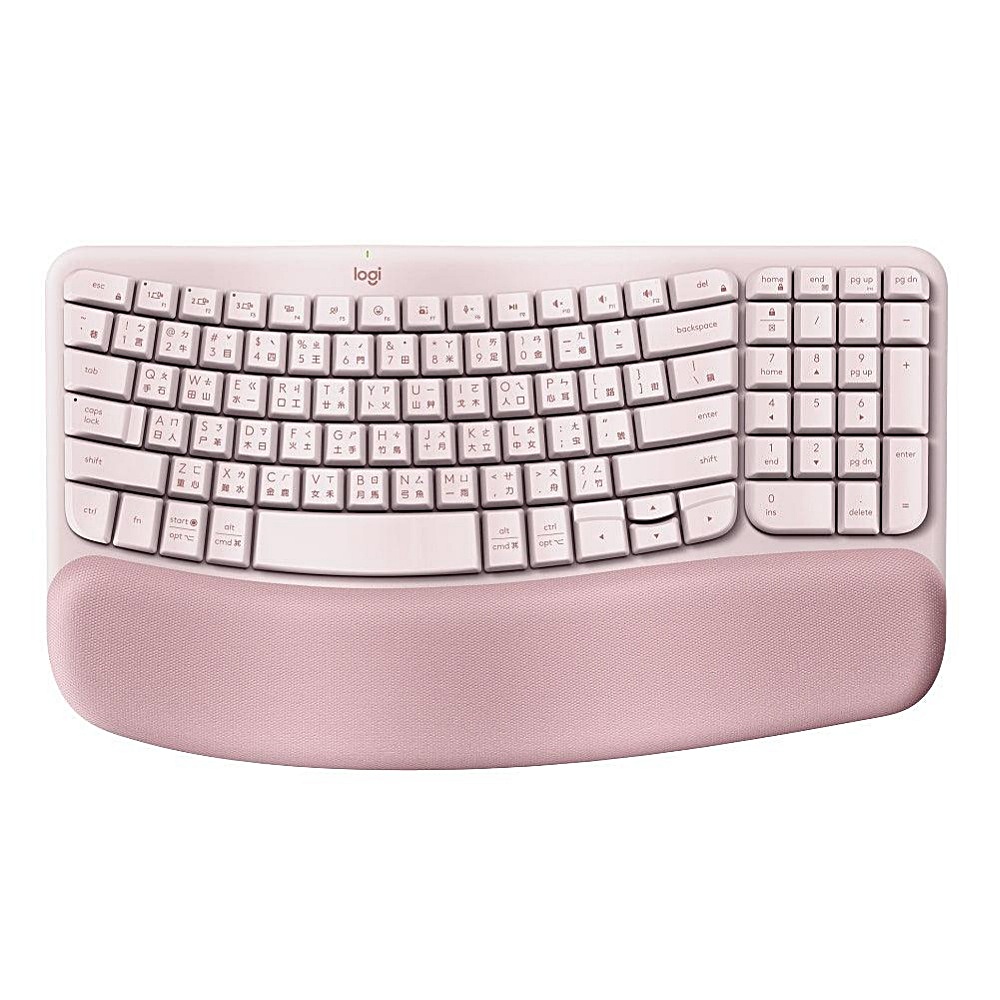 【 Logitech 羅技 】Wave KEYS 玫瑰粉 無線 靜音 人體工學 鍵盤, , large