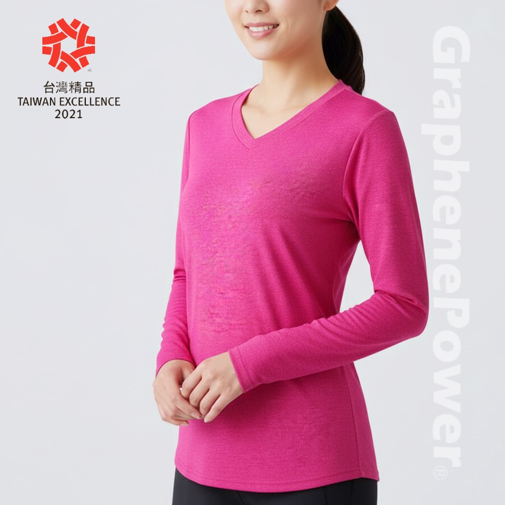 [GP石墨烯] 石墨烯溫控循環機能女長袖 - 桃紅, , large