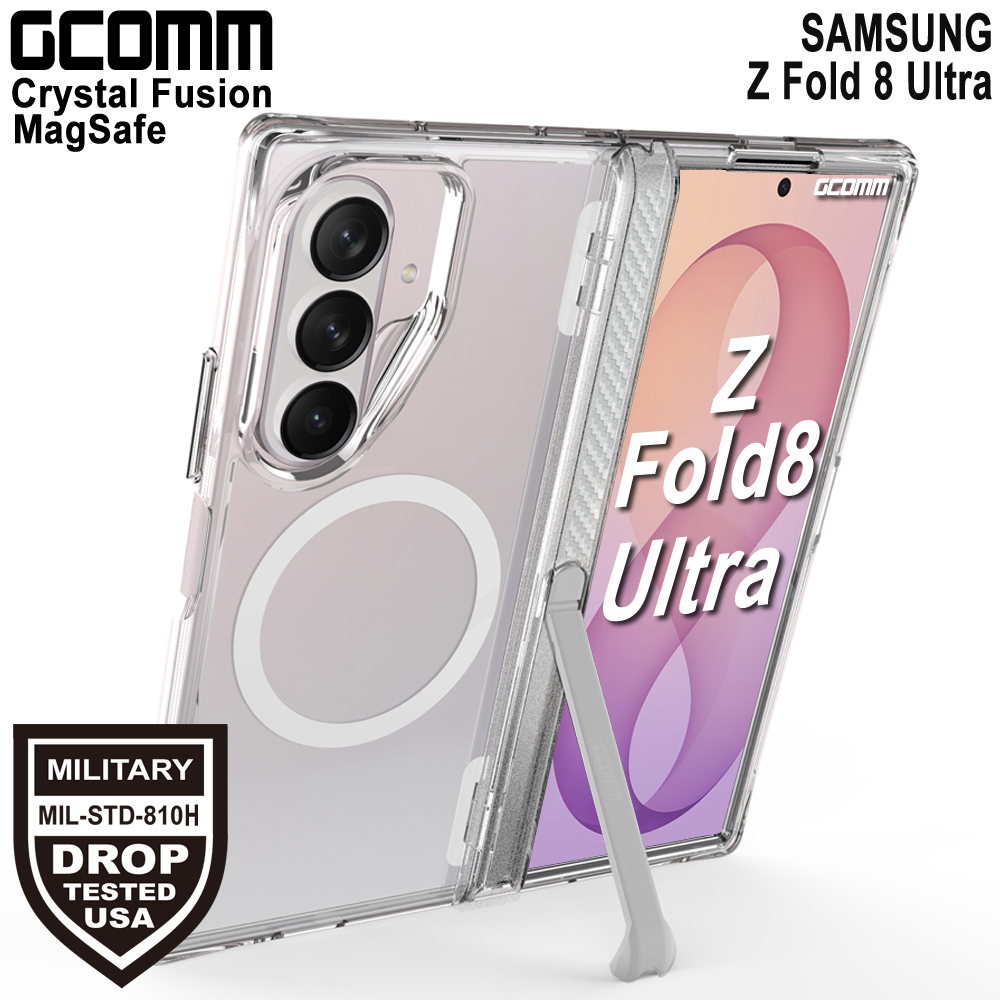 GCOMM 三星 Z Fold8 Ultra Fold7 磁吸晶透金屬支架防摔殼 Crystal Fusion MagSafe 兼容, , large