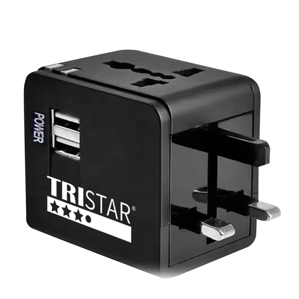 TRISTAR TS-USB170 Dual USB International Travel Adapter 3.1A Fast Charging Shikoku Plug Design (100/Black), , large