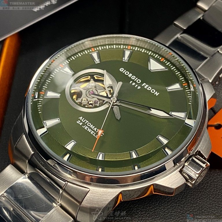 [星晴錶業]GiorgioFedon1919手錶,46mm,GF00120墨綠色錶面銀錶殼銀色精鋼錶帶款, , large