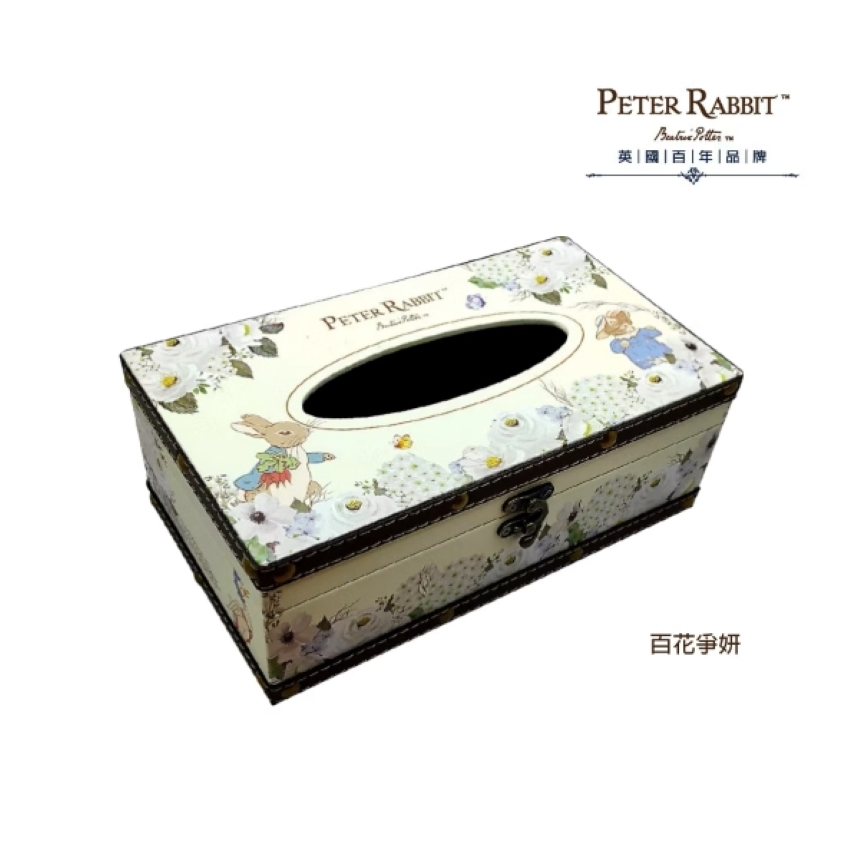 【 Peter Rabbit 比得兔】比得生活館｜英國正版授權｜ 比得兔復古風情面紙盒-百花爭妍, , large