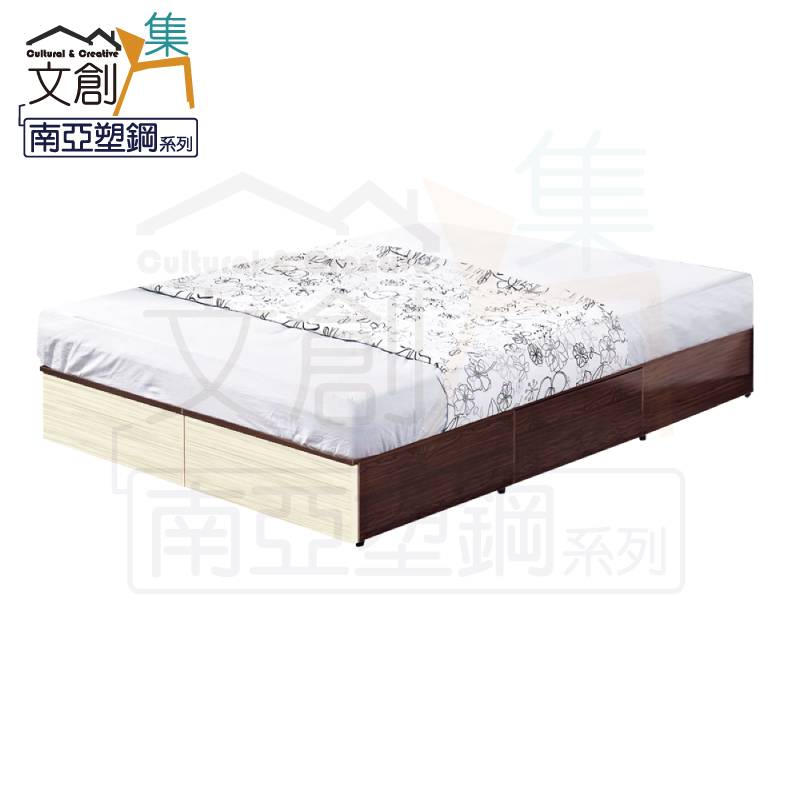 【文創集】拜斯 環保5尺雙人南亞塑鋼二抽屜床底(雙側邊開合二抽屜設置)(客約商品), , large