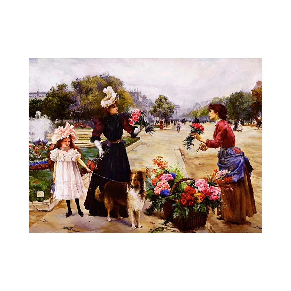【御畫房】鮮花少女 國家一級畫師手繪油畫60&times;80cm(VF-03), , large